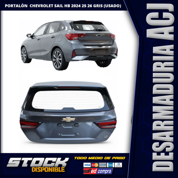 Portalòn O Puerta Trasera Chevrolet Sail Hb 2024 2025 2026 Gris (Usado)