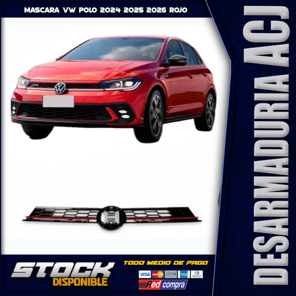Máscara O Parrilla Con Rojo Vw Polo 2024 2025 2026