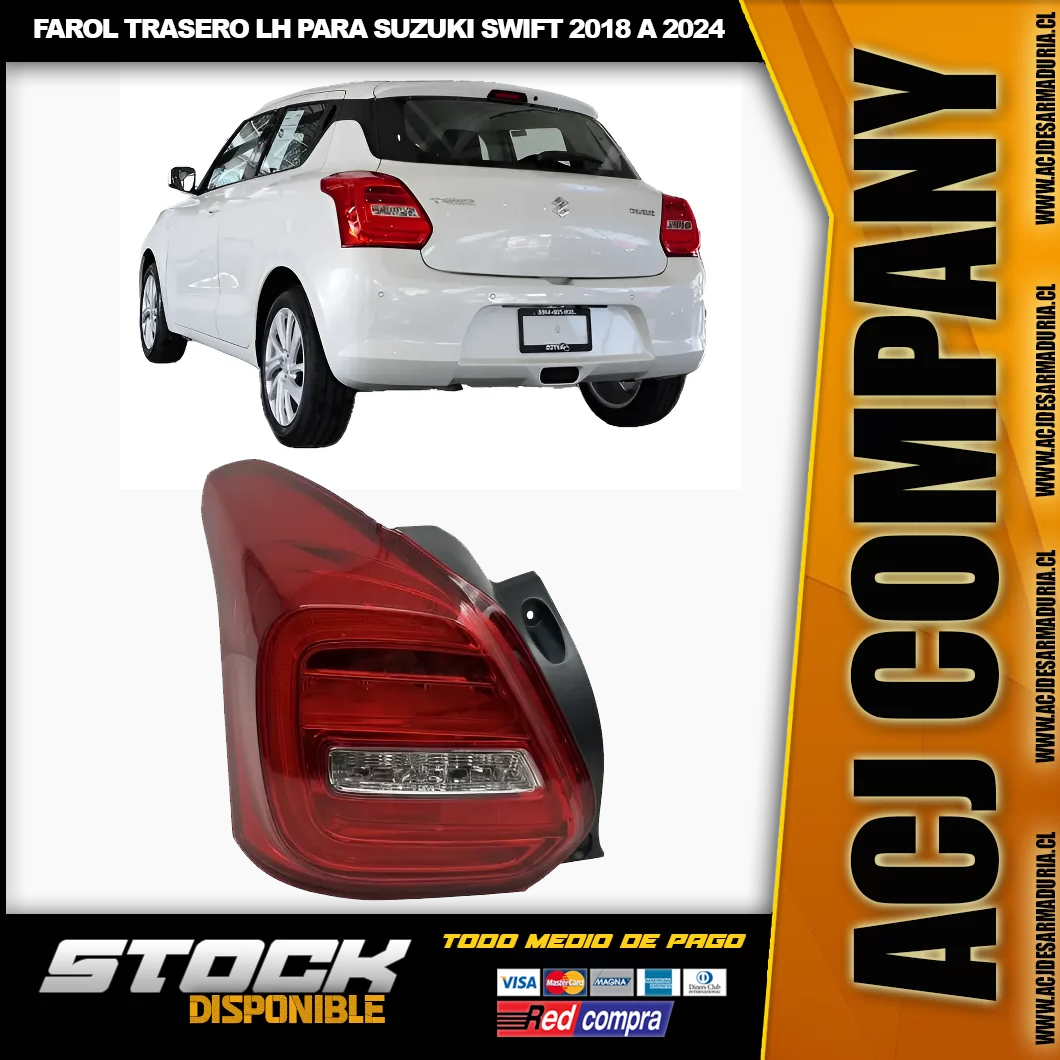 farol lh swift Farol Foco Trasero LH Izquierdo Para Suzuki Swift 2018 A 2024 - Imagen 1