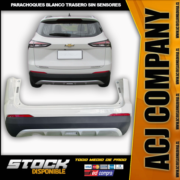 Parachoques trasero Chevrolet Groove Blanco / Completo / Sin Sensores Hasta el 2025